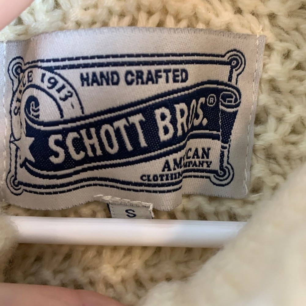 Schott Bros Funnel Neck Military Sweater Cream White Button S View 6